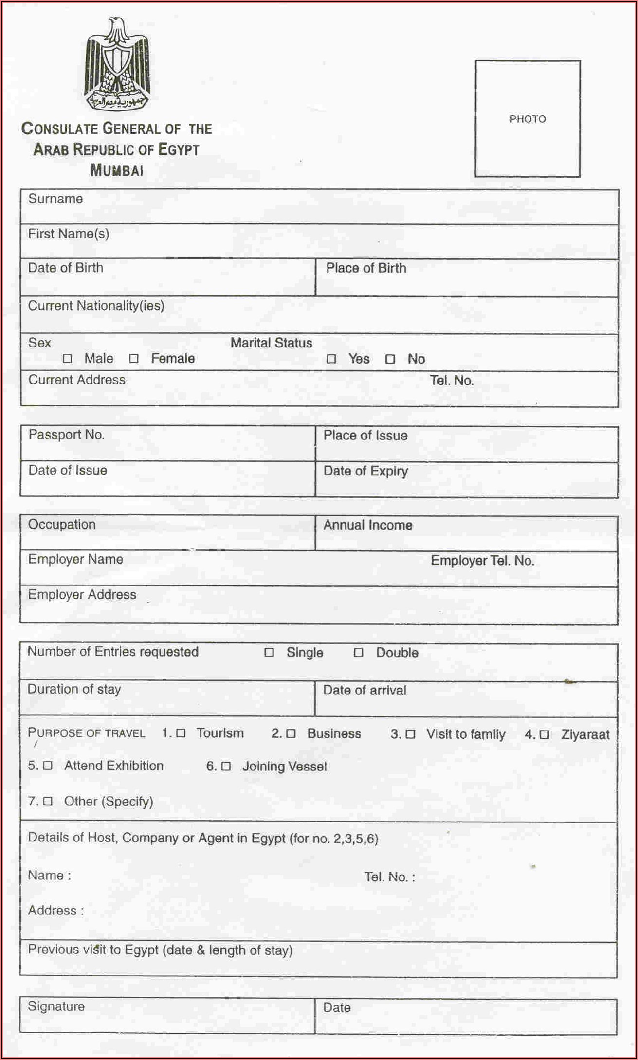 vfs tourist visa application form