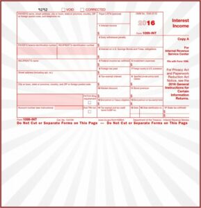 Internal Revenue Service Form 1099 Int