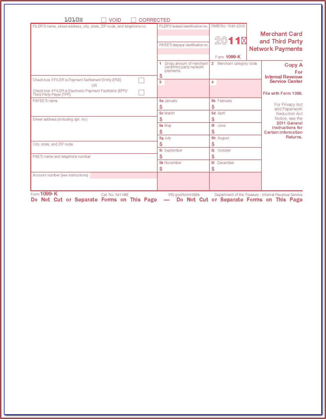 Internal Revenue Service Forms 1099 Misc