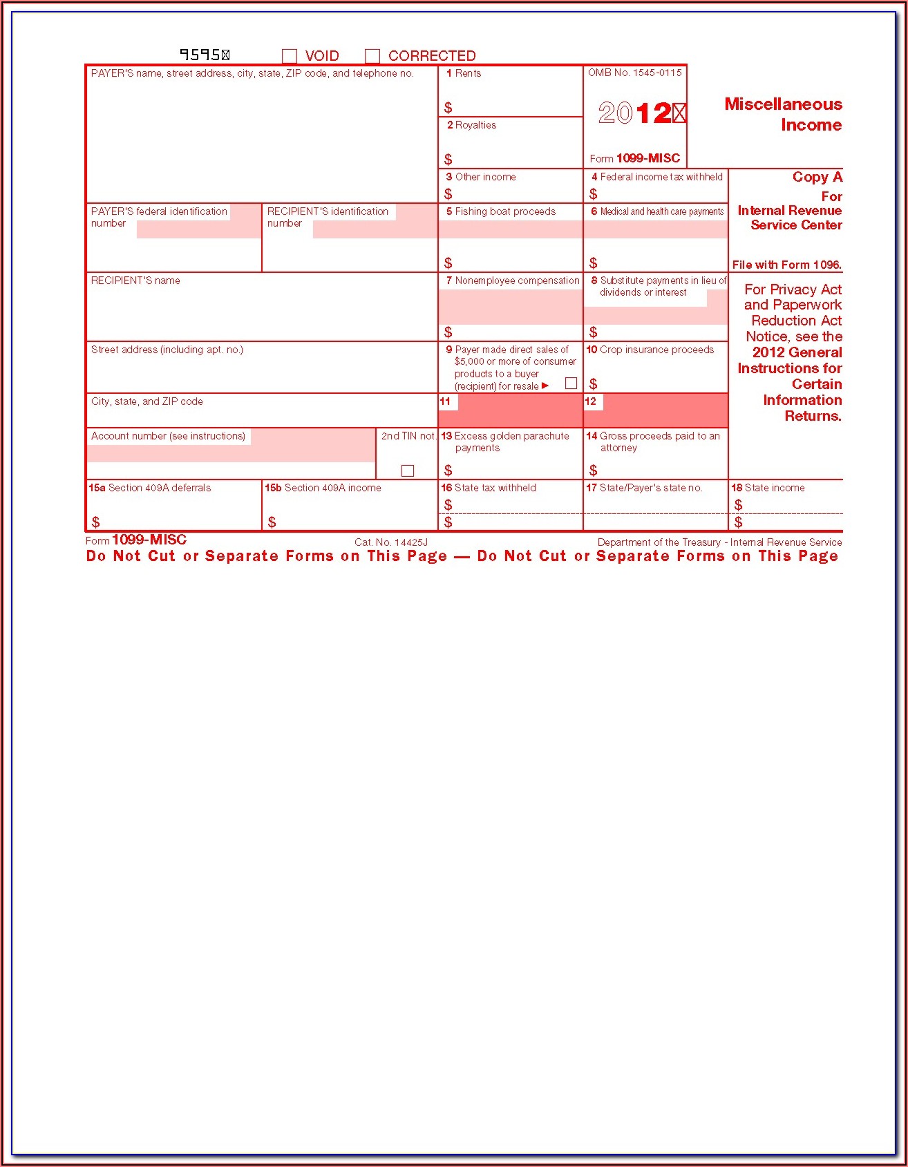 Internal Revenue Service Forms 1099