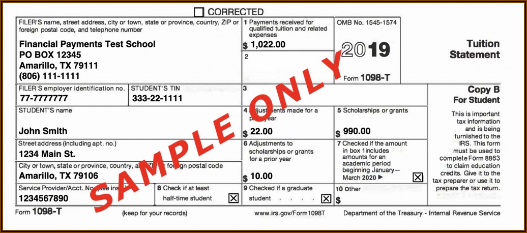 Irs Form 1098 Template
