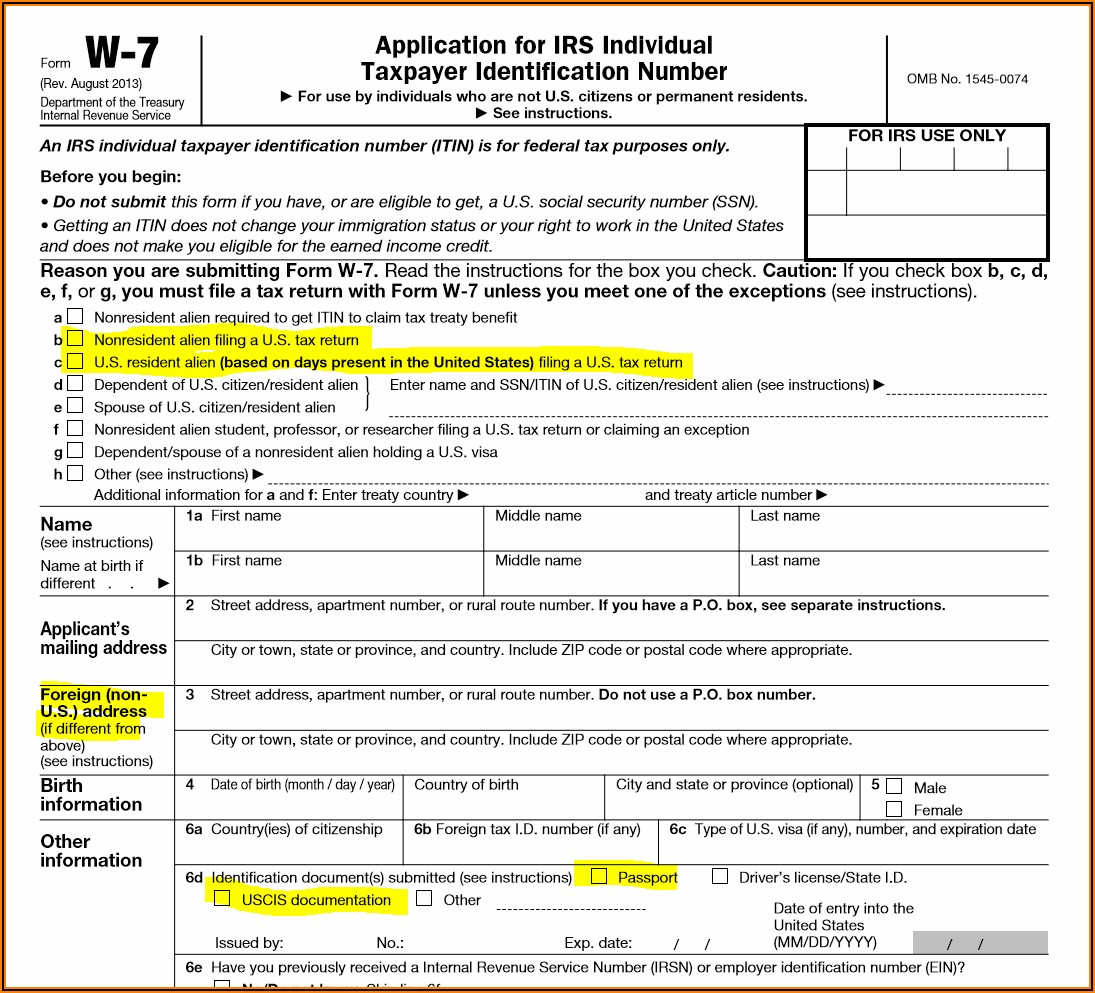 Irs Forms W 7 Instructions