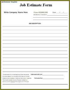 Job Estimate Template Excel