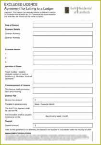 Landlord Lodger Agreement Template
