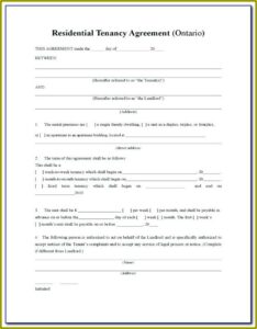 Landlord Tenant Agreement Template Ontario