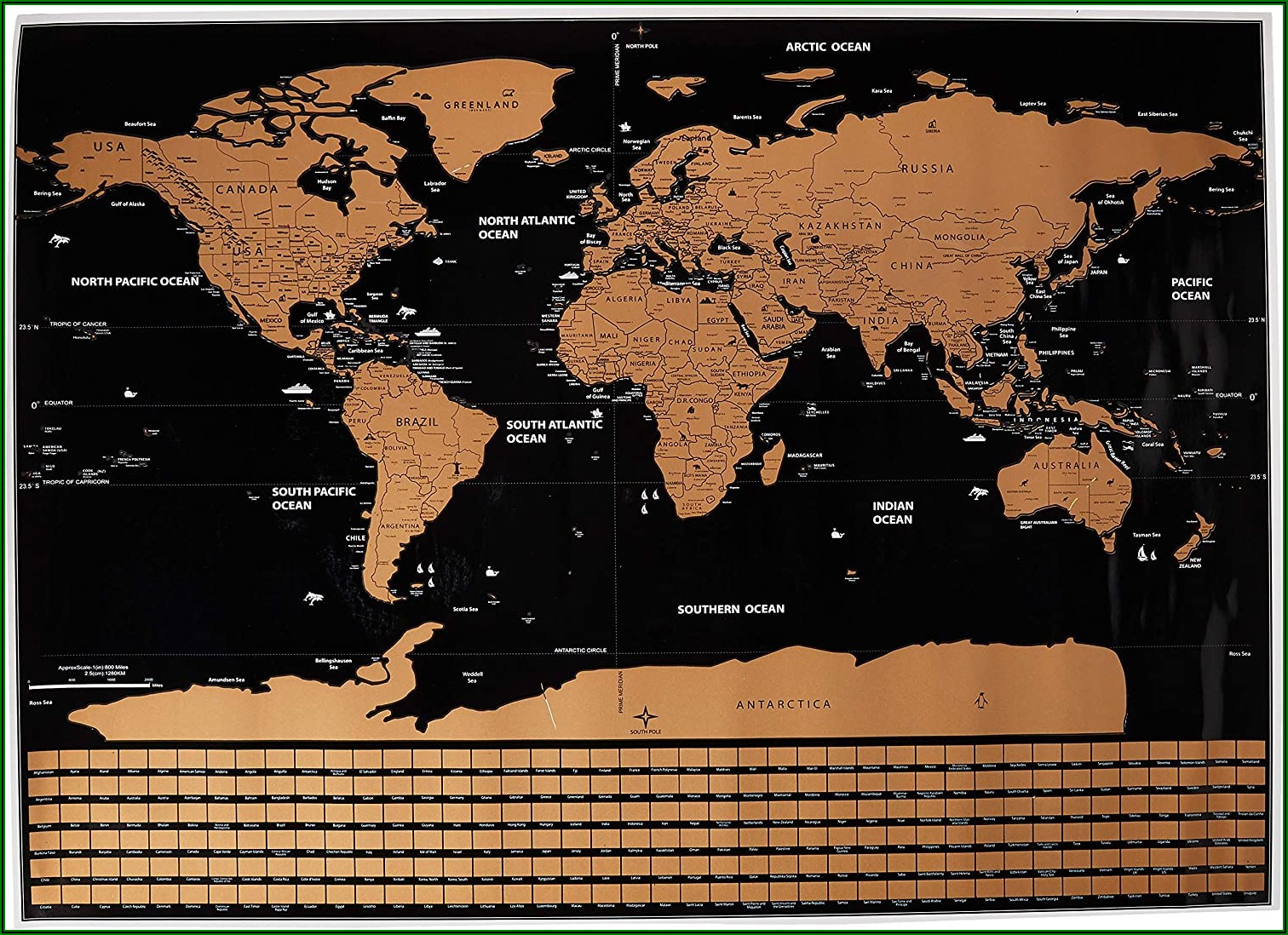 Large Scratch Off World Map Poster