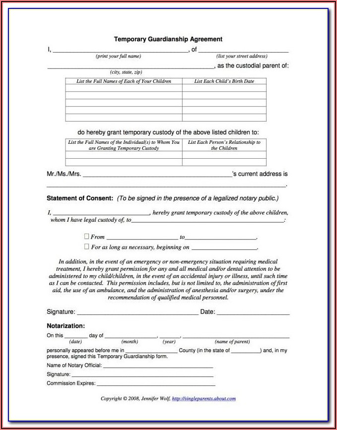 Legal Form For Guardianship Of A Child In Case Of Death Florida