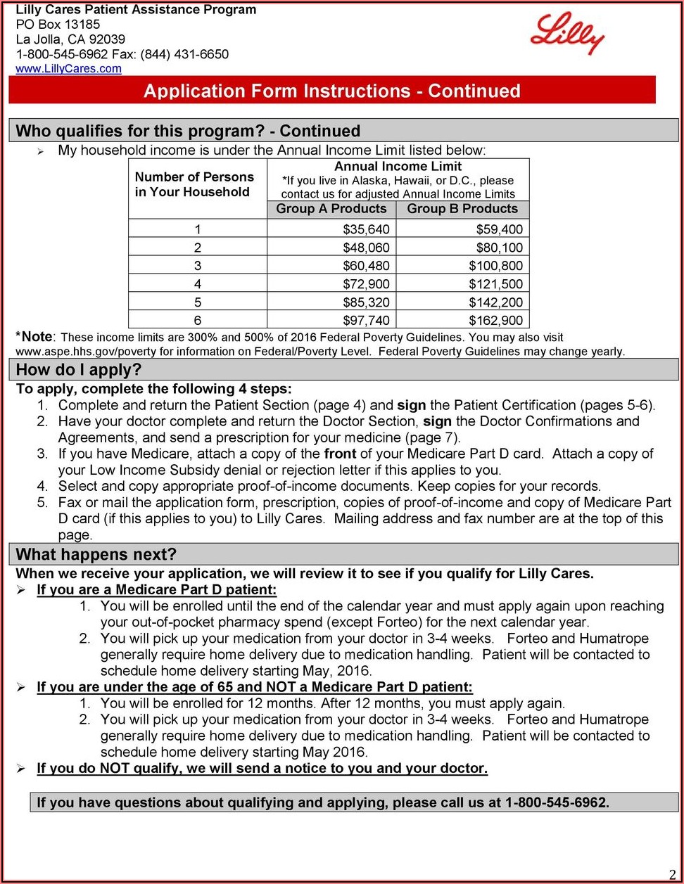 Lilly Cares Foundation Patient Assistance Program Form