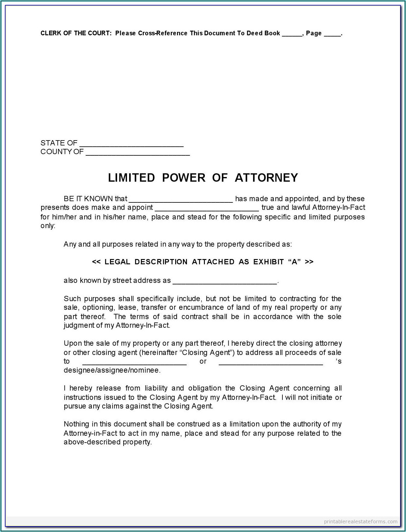 Limited Power Of Attorney Form California Free Download