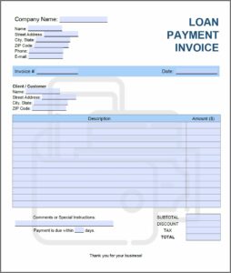 Loan Payment Invoice Template Free