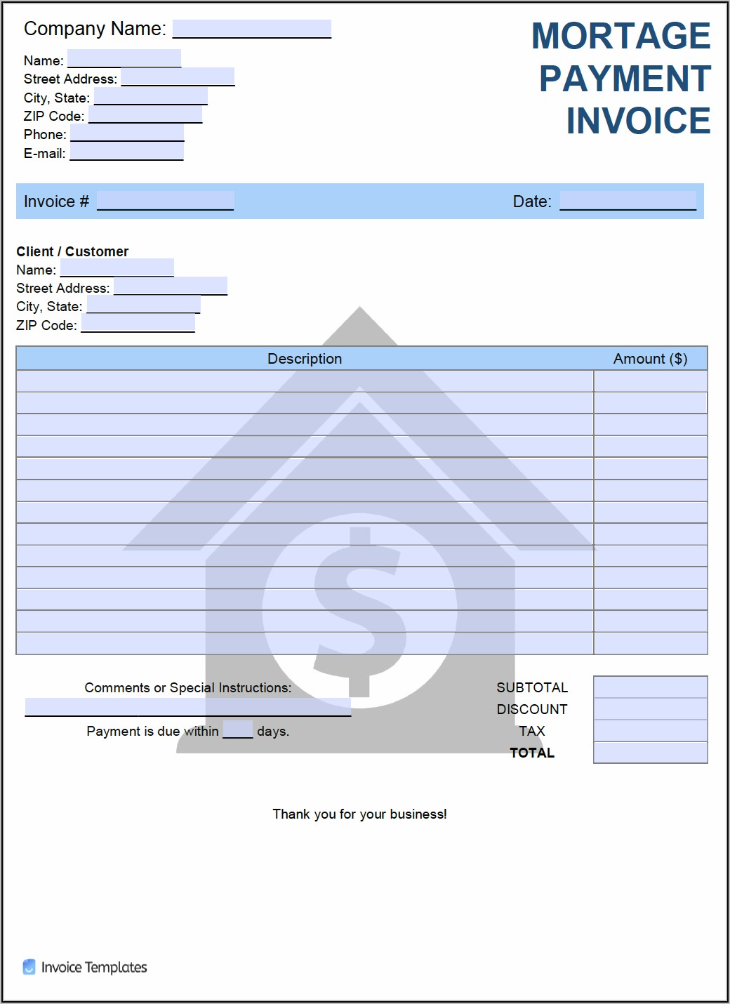 Loan Repayment Invoice Template