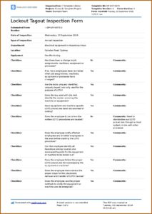 Lockout Tagout Audit Form