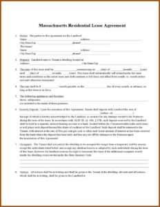 Ma Standard Residential Lease Agreement