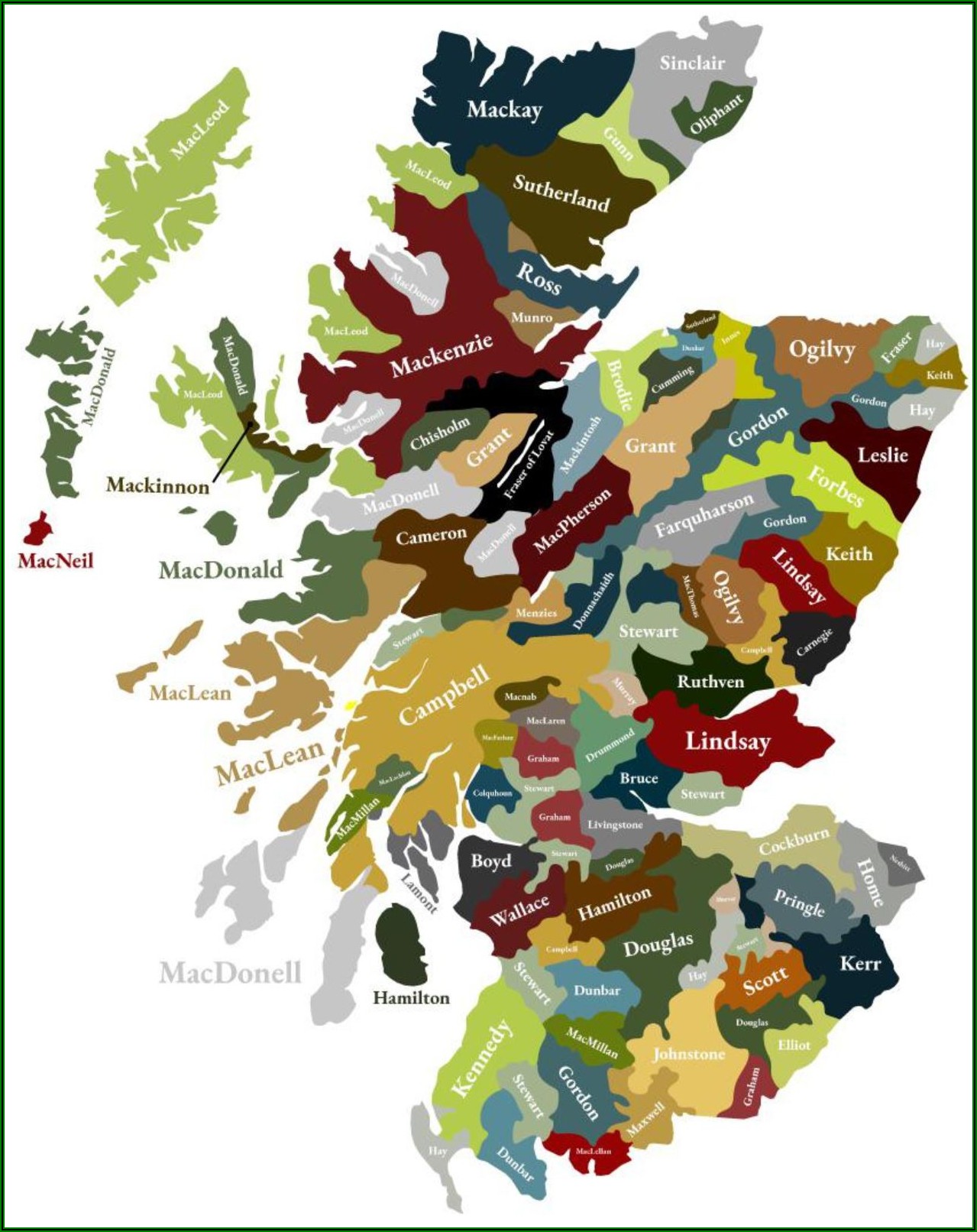 Map Of The Clans Of Scotland