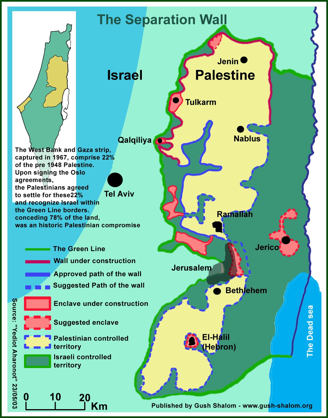 Map Of Wall Between Israel And Palestine