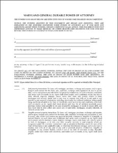 Maryland Attorney General Power Of Attorney Forms