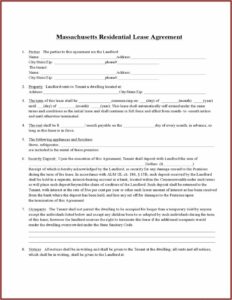 Massachusetts Standard Form Residential Lease
