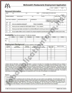 Mcdonalds Job Application Form Canada Pdf