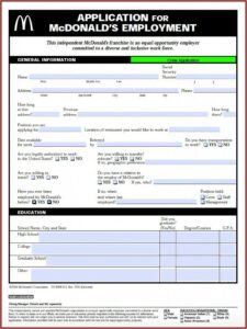 Mcdonalds Job Application Form Pdf