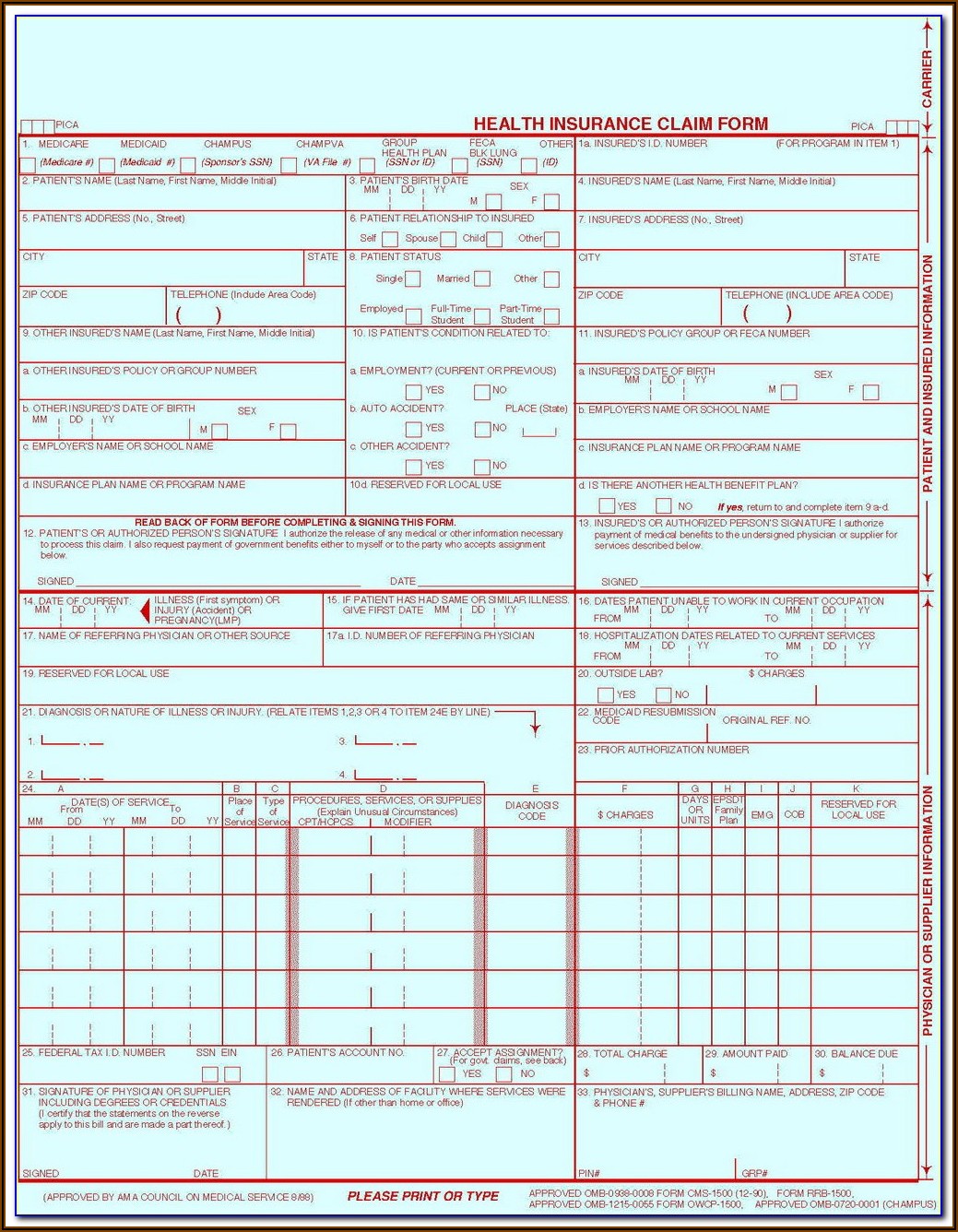 Medicare 1500 Form Example