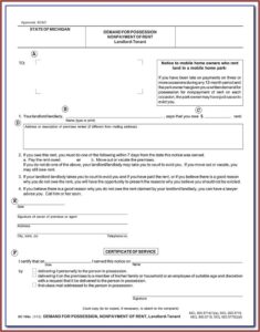 Michigan 30 Day Eviction Notice Form