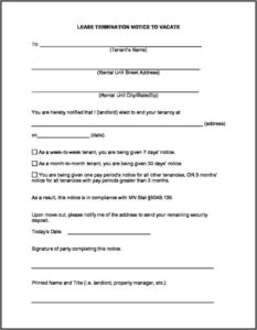 Minnesota Eviction Notice Form