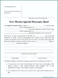 New Mexico Special Warranty Deed Form