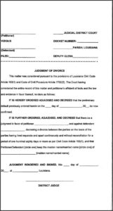 No Fault Divorce Forms Louisiana