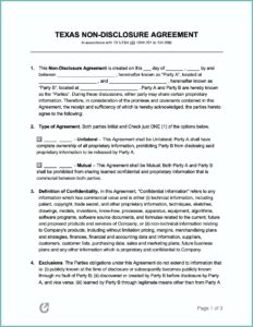 Non Disclosure Agreement Form Florida