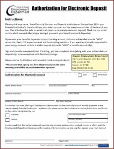 Oregon Ach Debit Authorization Form