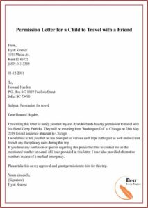 Parental Consent Form Template For Traveling