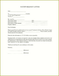 Payoff Statement Template