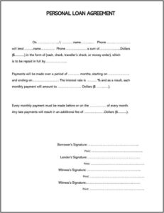 Personal Loan Contract Form Free