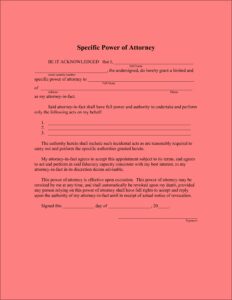 Power Of Attorney Form
