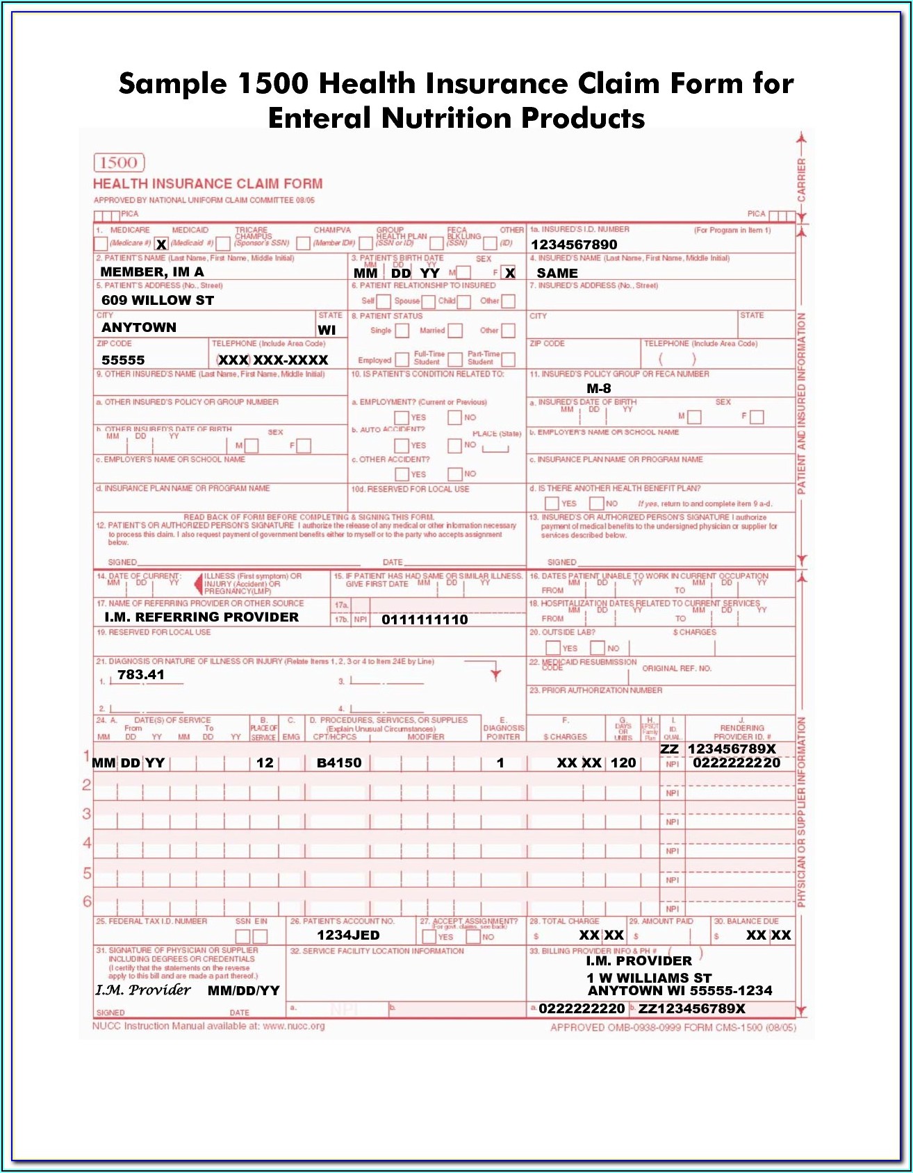 Printable Blank Cms 1500 Form