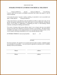 Printable Durable Power Of Attorney Form Ny