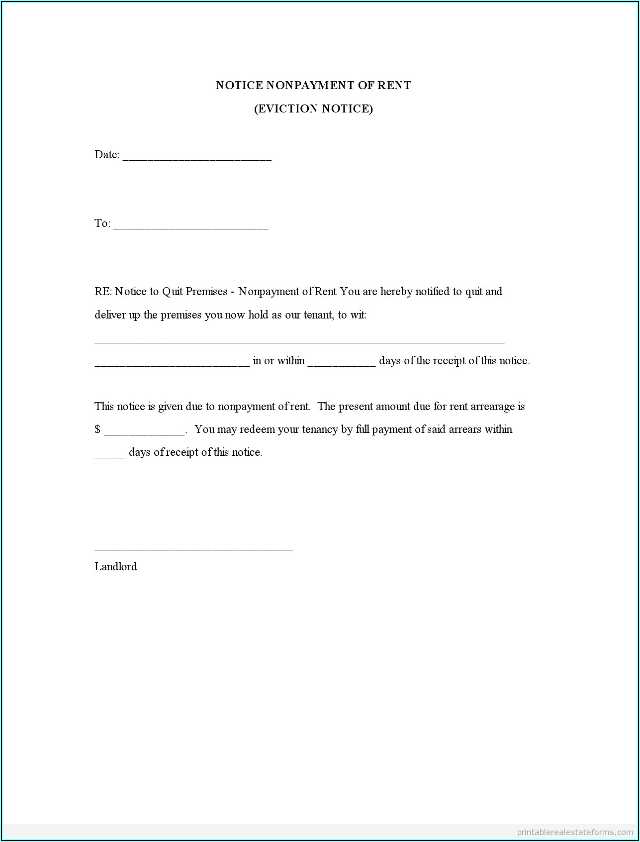 Printable Free Eviction Notice Forms