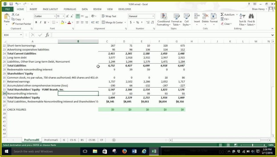 Pro Forma Balance Sheet Template Excel