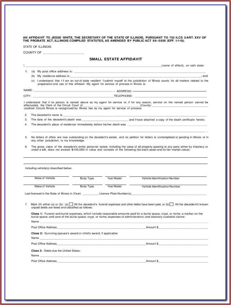 Probate Form 13100 Affidavit For Small Estates