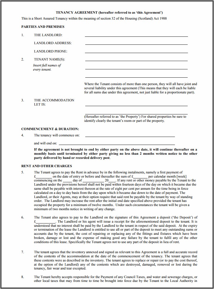 Property Lease Agreement Template Uk