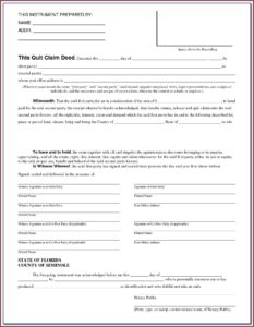 Quit Claim Deed Form Duval County Florida