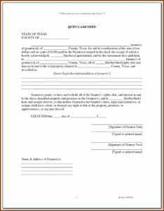Quit Claim Deeds Forms