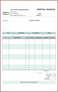 Rent Invoice Format In Word India