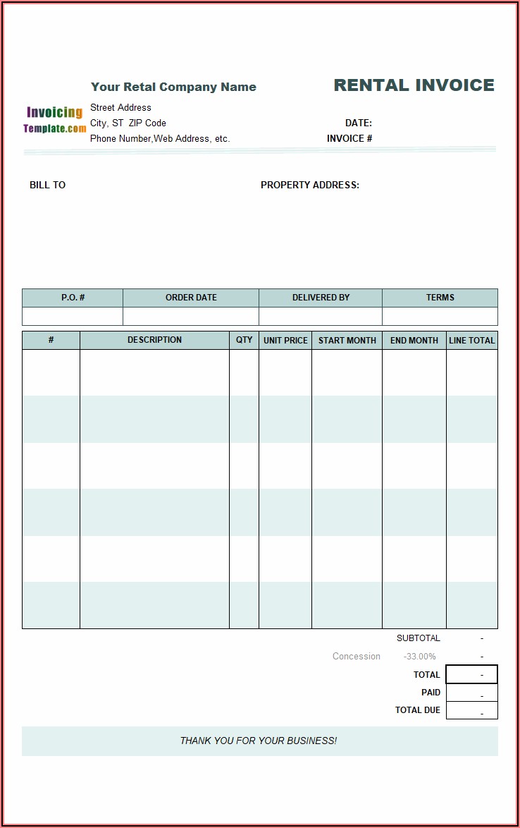 Rent Invoice Format In Word India