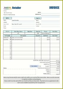 Retail Invoice Template