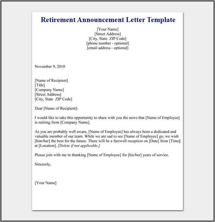 Retirement Party Announcement Template Free