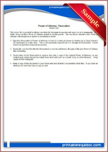 Revocation Power Of Attorney Form