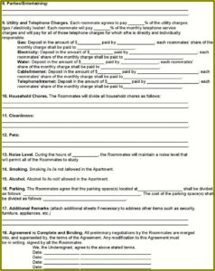Roommate Agreement Template Free Download