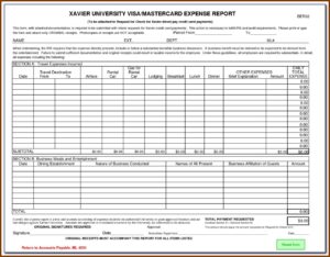 Sample Credit Card Expense Form