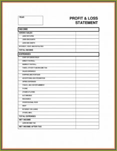 Sample Profit And Loss Statement For Self Employed